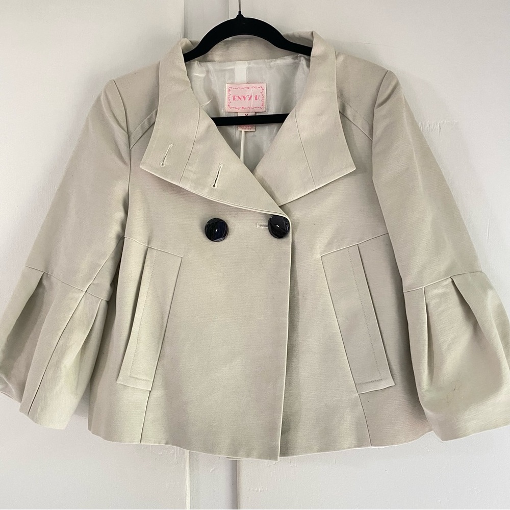 Envy U Vintage-Style Cropped Swing Jacket Cropped Trench Statement Outer Layer M